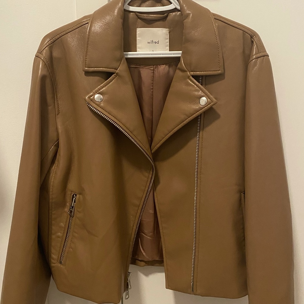 Aritzia Stunner Vegan Leather Jacket Brown